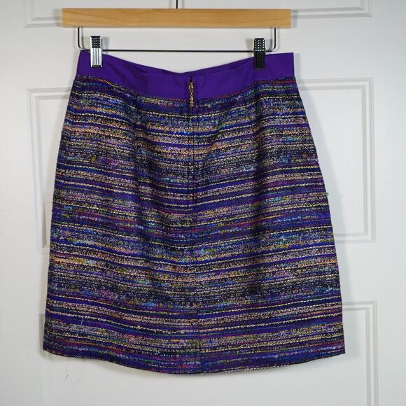 Kate Spade Womens Kylie Jewelbox Purple Colorful Striped Tweed Mini Skirt Size 4 - Picture 4 of 8